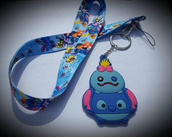 Disney inspired Lilo and Stitch lanyard and keychain