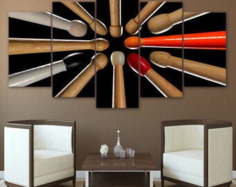 Drumstick Circle Canvas Set, Drummer Print Music Wall Art Drummer Decor, Gift for Him Music Wall Decor Music Lover Gift Drummer Gifts Art