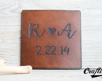 Leather Wedding Anniversary, Personalized Leather Coasters, 3 year Anniversary Gifts for Her, Third Anniversary, 9th Anniversary, 3rd
