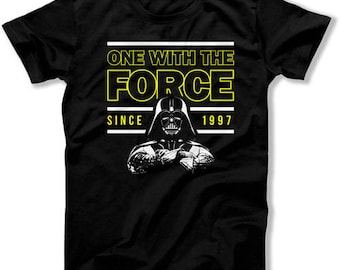 21st Birthday Gifts Personalized T Shirt Nerd Clothes Movie TShirt Bday Present One With The Force Since 1997 Birthday Mens Tee DAT-1020