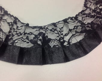 Black ruffle lace with ribbon