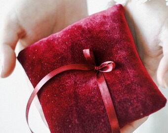 Marsala Ring Pillow, Ring Bearer Pillow, Ring Pillow, Wedding Ring Pillow, Ring Bearer, Velvet Pillow, Rustic Wedding, Ring Cushion,Ring Box