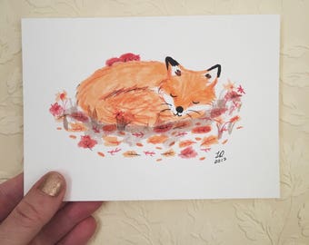 Sleeping Fox Original Illustration (Inktober 2017)