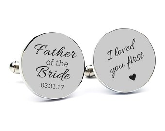 Personalized Cufflinks Engraved Cufflinks Round Custom Cuff link Gifts for Him Father of the Bride Cufflink Father of the Bride Gift Dad