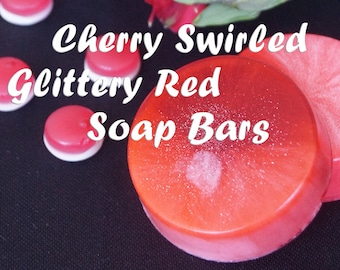 Cherry Soap Tutorial Red Soap Swirled Soap Glittery Soap Bars Sparkling Soap Tutorial Soaping Guide Cherry Blossom Red-colored Soap