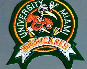 Vintage University Of Miami Hurricanes Embroidered Sew-on Patch
