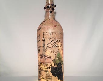 Vintage Paris Wine Bottle Lamp