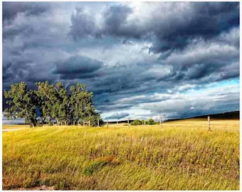 Wyoming , storm print, field print, landscape print, rustic decor, storm clouds, nature wall art, landscape print, fine art print