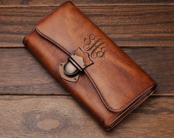 Womens wallet leather,leather womens wallet,Monogram clutch,leather clutch,gift for women,personalized womens,monogrammed wallet for women