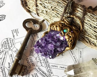 Amethyst Crystal Amulet Necklace
