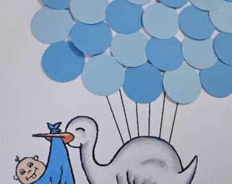 Personalized Baby Stork Baby Shower Guestbook Alternative