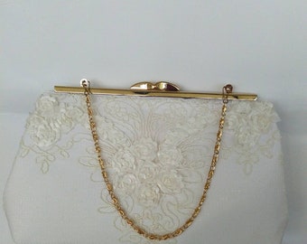 Coose your color !! Ivory floral lace purse wedding bridesmaid evening prom clutch BBsCustomClutces