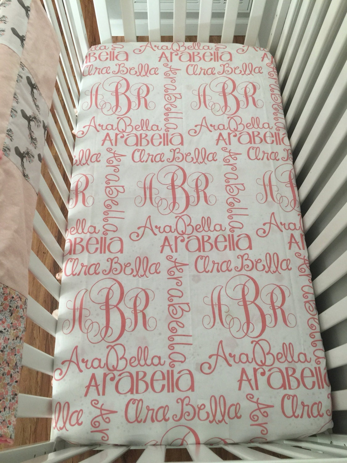 NAME PRINTED SHEET for a baby crib You Choose Customization