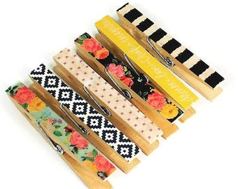 Altered Clothespin Clips Clothespin Magnets Decorative Wooden Clothespins in Favorite Things