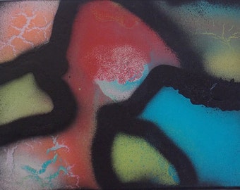 Shaman Stone #4 Crystal Energy Art Abstract Spray Paint 9x12 Healing Energy Spiritual Painting Stretched Canvas