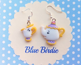 Disney Beauty and the Beast earrings Disney jewelry Mrs Potts and Chip Disney jewellery Disney earrings Disney dangle earrings gifts