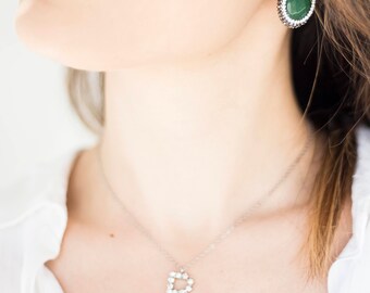 Statement Jewelry Womens Gift Green Earrings Zirconia Earrings Crystal Earrings Mom Gift for Her Wife Gift for Women Sister Gift