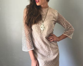 Vintage 60s Mod GoGo Bell Sleeve Mini Dress