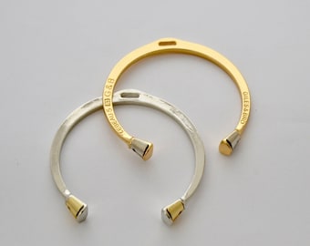 Gold and Silver Bangle Bracelet - Horse Hoof Equestrian Jewelry