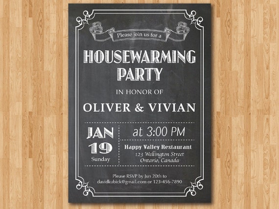 Housewarming Invitation Chalkborad New House Invite Black Housewarming Invitation Chalkborad New House Invite Black