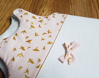 Sleeping bag Babygro Michael Miller pink blush and gold