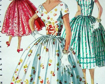 50s Simplicity Dress Pattern 1156 - "Simple to Make" Party Dress - UNCUT