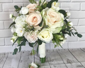 Blush Wedding bouquet, Bridal bouquet,Blush wedding flowers,Boho bouquet,Bridal flowers,Eucalyptus bouquet,Wedding accessory,Silk bouquet