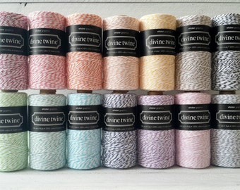 Bakers Twine 240 Yards Spool-Divine Twine-Cotton-4 ply-Biodegradable-Red-Coral-Orange-Yellow-Green-Blue-Teal-Purple-Pink-Brown-Grey-Black