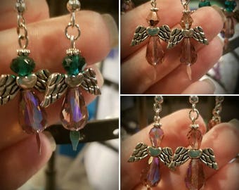 Czech Glass and Swarovski Angel Earrings