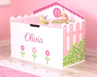 Personalized Hearts and Blooms Toy Box