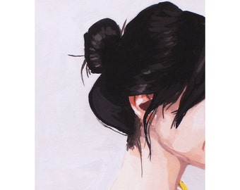 5x7" hair art - "Top Knot 41" giclee print
