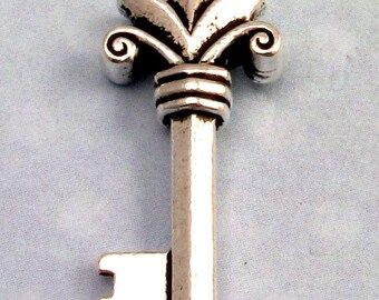 Fleur Key Pendant, Antique Silver, TierraCast TS64