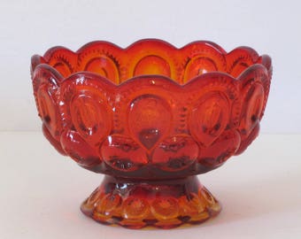 L E Smith Amberina Moon and Stars Six Inch Bowl