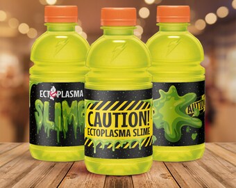 Slime Party Bottle Wrappers - Set of 3, Ghost-buster, Ectoplasma Slime, Gatorade Wrapper | Editable Text DIY Instant Download PDF Printable