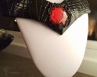 Handmade gothic statement necklace from polymer clay