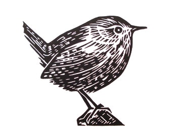 Wren -Original Lino print illustration