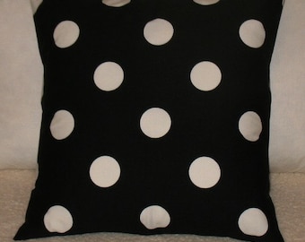 SALE NEW TWO 18 x 18 Black and White Polka Dot Pillow Covers
