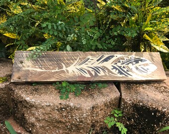 Rustic Pallet Wood Feather Wall Art