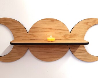 Oak Triple Goddess shelf - Pagan Witch - Sun Moon Goddess - Wiccan - Spell Shelf - Triple deity - ingredient shelf