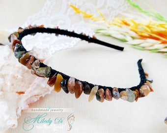 Beauty gift for her Bridal hair piece Stone hair jewelry Boho bead headpiece Bridesmaid hair accessory Birthday sister gift Bridal hairpiece