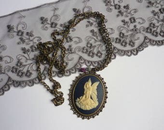 Bronze chain and fairy cameo necklace