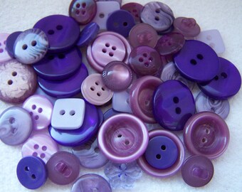 Buttons: 80 Recycled Buttons in Shades of Purple