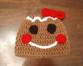 3-6 month gingerbread girl hat