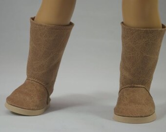 BOOTS in Mocha Brown "Cowhide Faux Leather" for American Girl or 18 " Doll