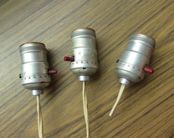 Vintage Lot of 3 Lamp Light Socket Parts Salvage Repurpose