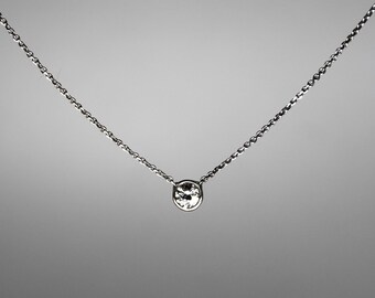 Diamond Necklace, Bezel Set, .10 ct Solitaire, 14k, 18k Gold