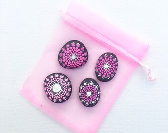 Pink mandala stones: set of four