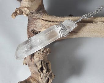 Large Quartz Wire-Wrapped Necklace / Authentic Crystal Jewelry
