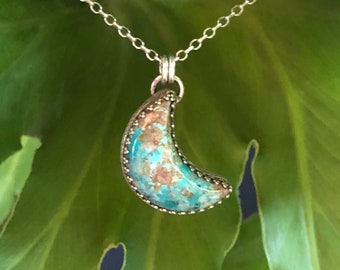 Sterling Silver & Turquoise Crescent Moon Necklace