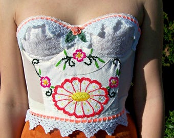 Corset Top, Embroidered Top, Summer top, Party top, Cinco de Mayo, Festival top, size S / M / size 34 C